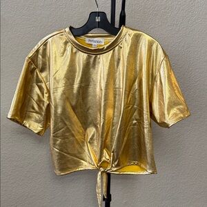 Perfection Gold Metallic Crop Top